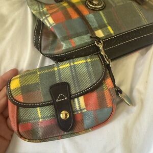 Dooney & Bourke hand bag and mini clutch plaid